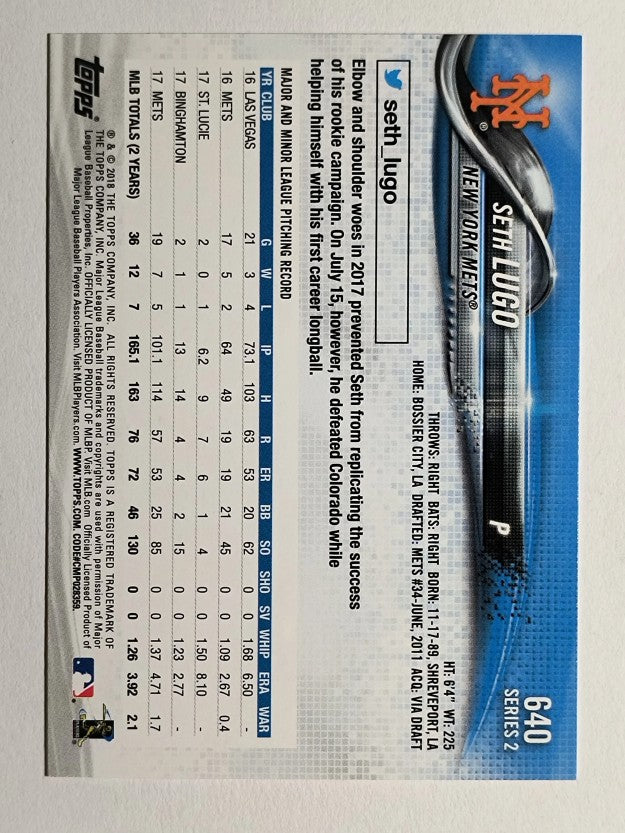 2018 Topps #640 Seth Lugo