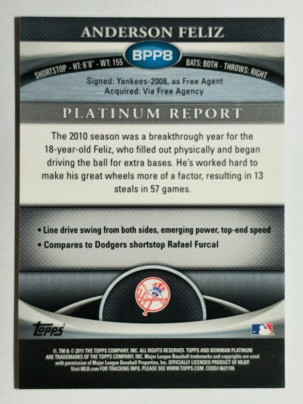 2011 Bowman Platinum Prospects #BPP8 Anderson Feliz