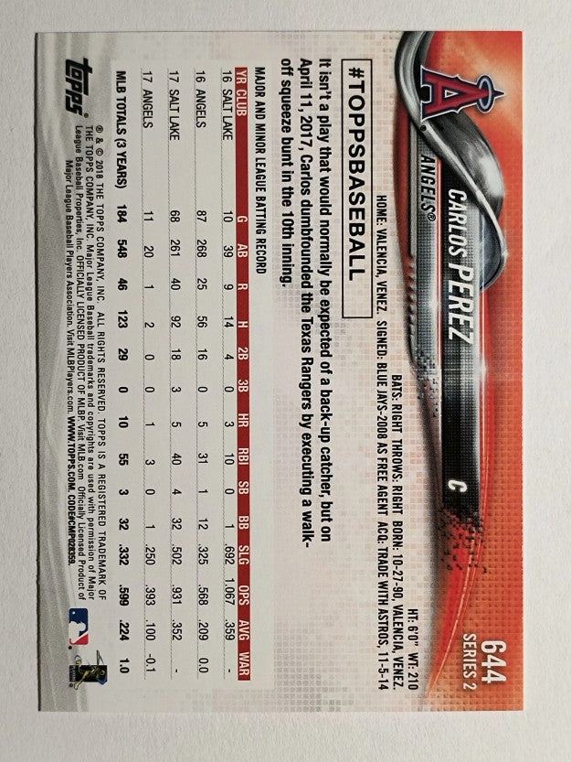 2018 Topps #644 Carlos Perez