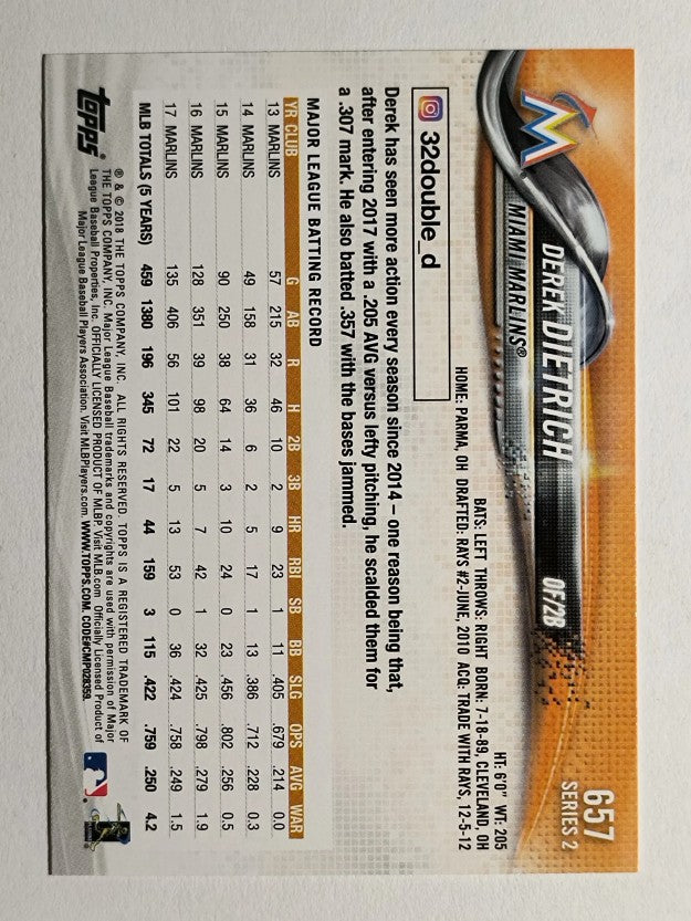 2018 Topps #657 Derek Dietrich