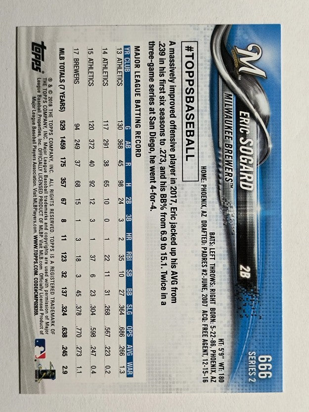 2018 Topps #666 Eric Sogard