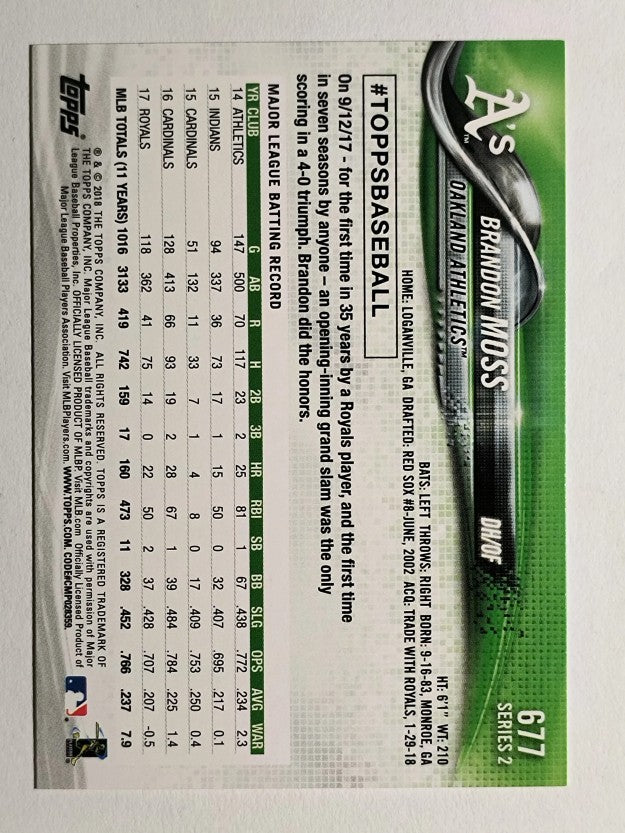 2018 Topps #677 Brandon Moss