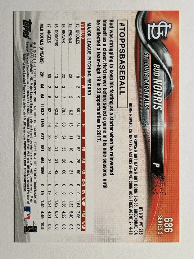 2018 Topps #686 Bud Norris