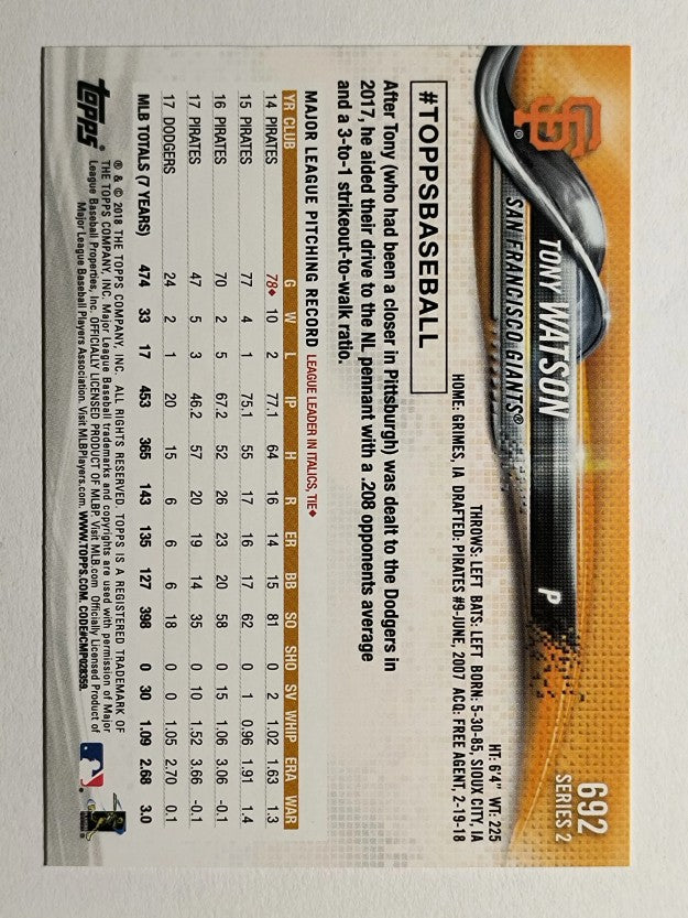 2018 Topps #692 Tony Watson