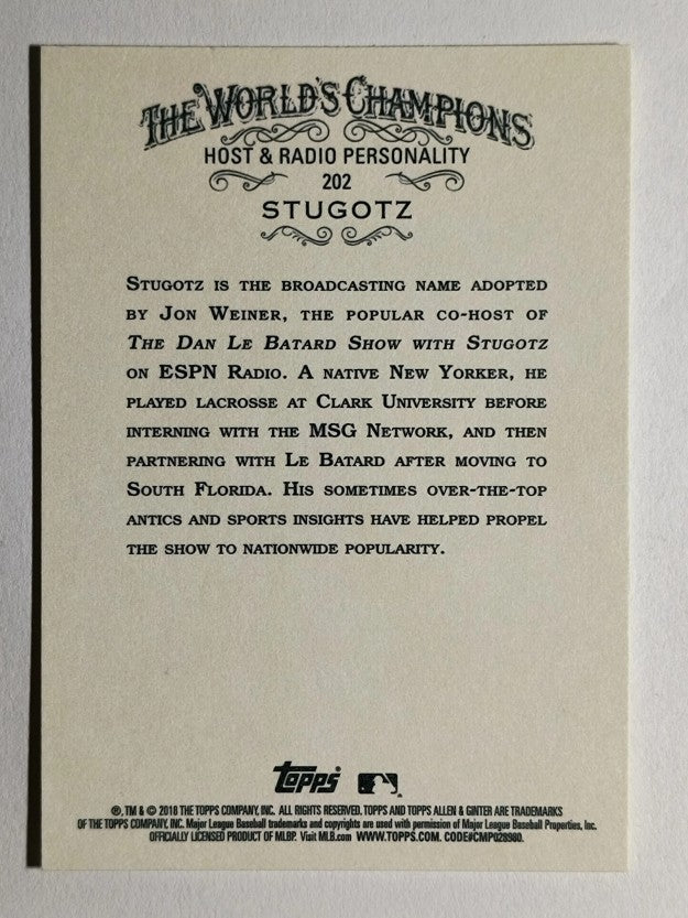 2018 Topps Allen and Ginter #202 Stugotz