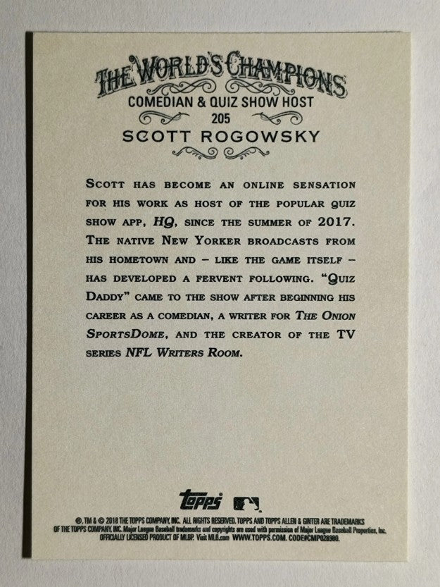 2018 Topps Allen and Ginter #205 Scott Rogowsky