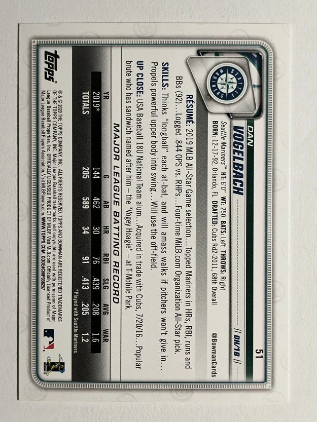 2020 Bowman #51 Dan Vogelbach