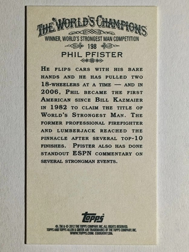 2012 Topps Allen and Ginter Mini #198 Phil Pfister