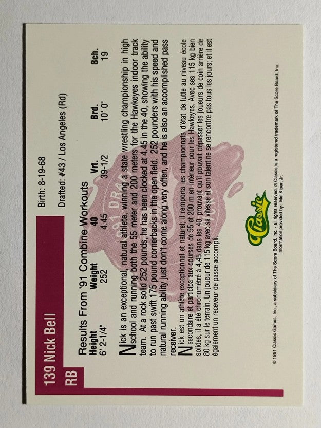 1991 Classic Four Sport French #139 Nick Bell