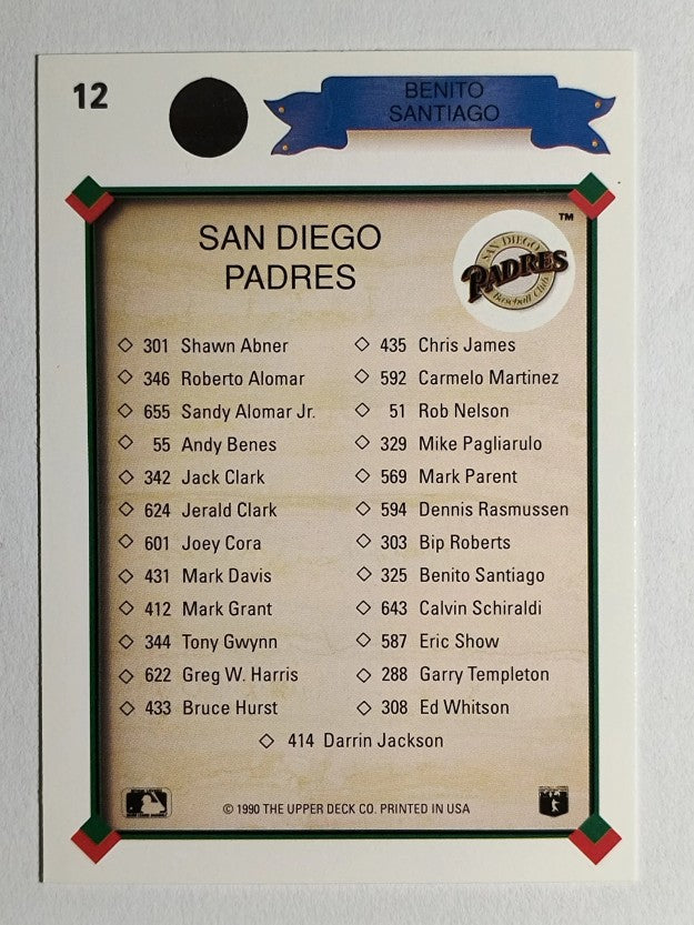 1990 Upper Deck #12 Benito Santiago TC
