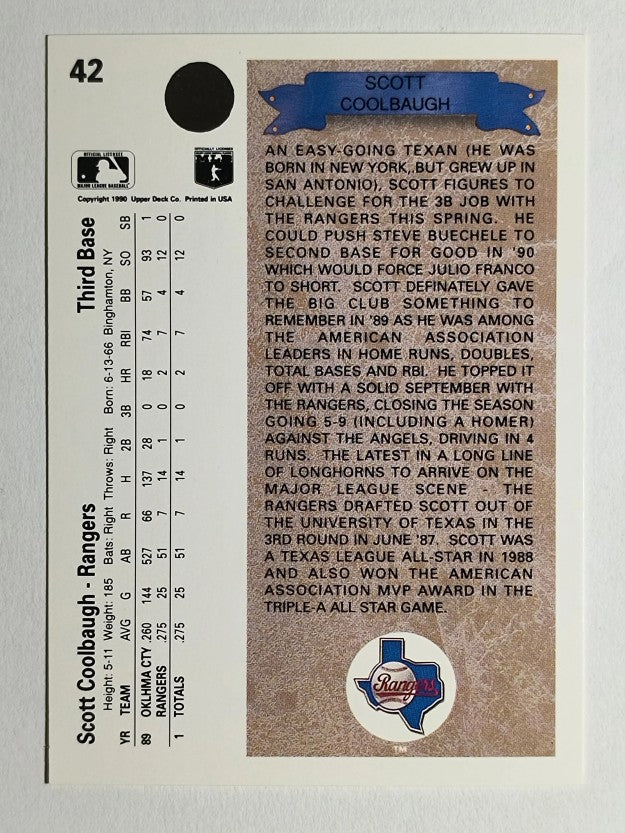 1990 Upper Deck #42 Scott Coolbaugh RC