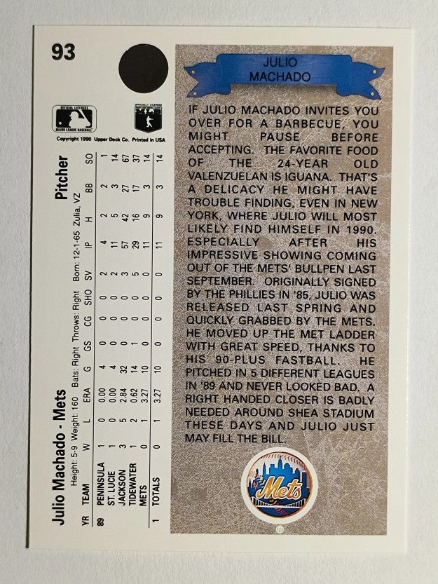 1990 Upper Deck #93 Julio Machado RC