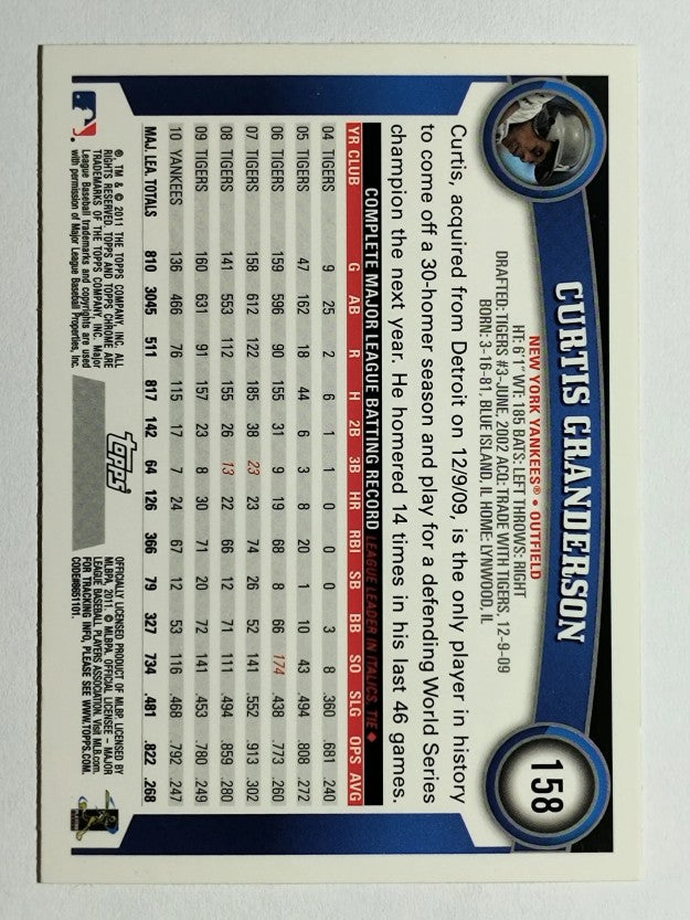 2011 Topps Chrome #158 Curtis Granderson