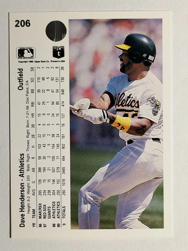 1990 Upper Deck #206 Dave Henderson