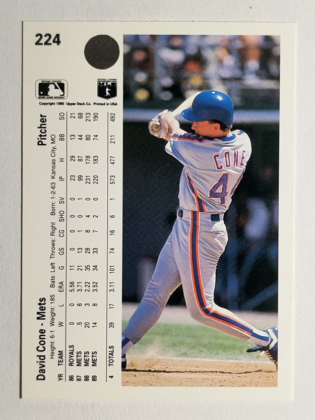 1990 Upper Deck #224 David Cone