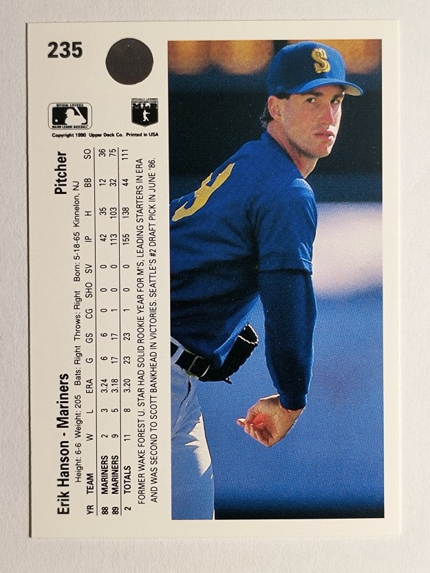 1990 Upper Deck #235 Erik Hanson