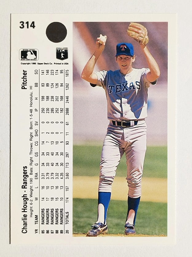1990 Upper Deck #314 Charlie Hough