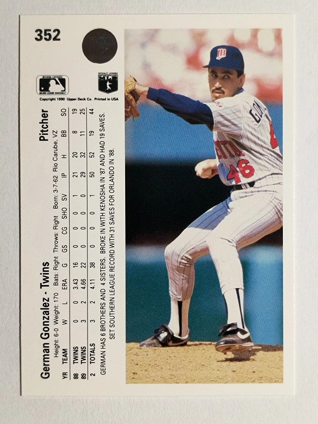 1990 Upper Deck #352 German Gonzalez
