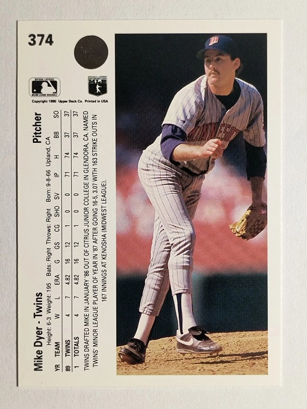1990 Upper Deck #374 Mike Dyer RC