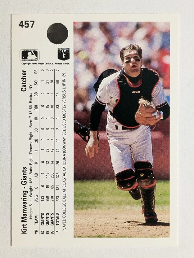 1990 Upper Deck #457 Kirt Manwaring