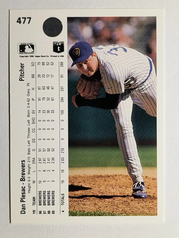 1990 Upper Deck #477 Dan Plesac
