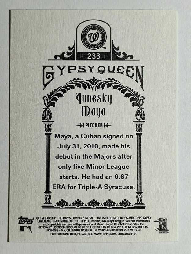 2011 Topps Gypsy Queen #233 Yunesky Maya RC