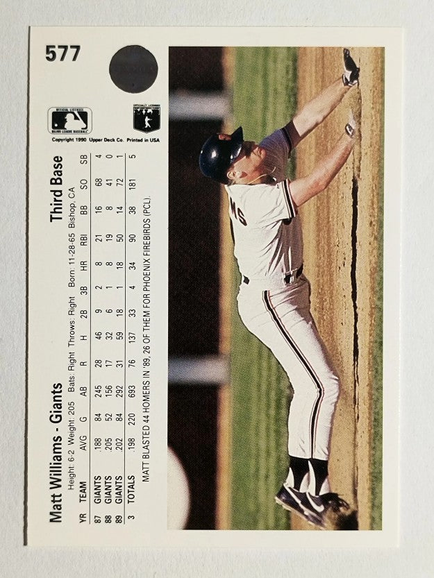1990 Upper Deck #577 Matt Williams