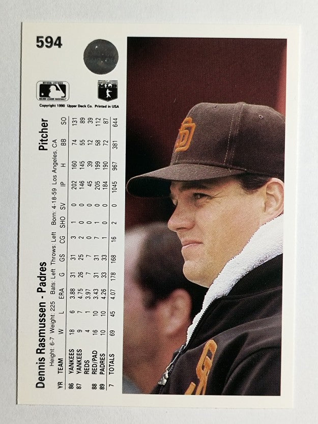 1990 Upper Deck #594 Dennis Rasmussen