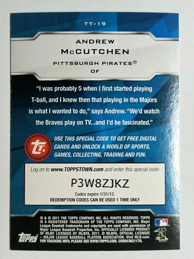 2011 Topps Topps Town #TT19 Andrew McCutchen
