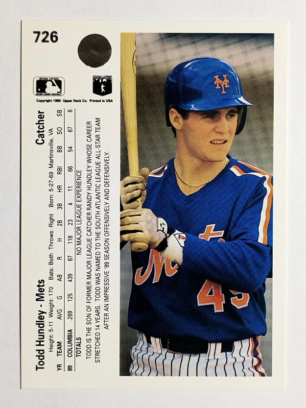 1990 Upper Deck #726 Todd Hundley RC
