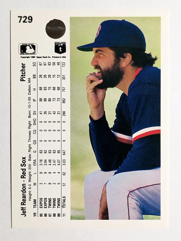 1990 Upper Deck #729 Jeff Reardon