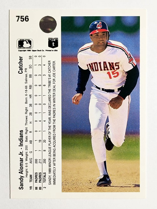1990 Upper Deck #756 Sandy Alomar Jr.