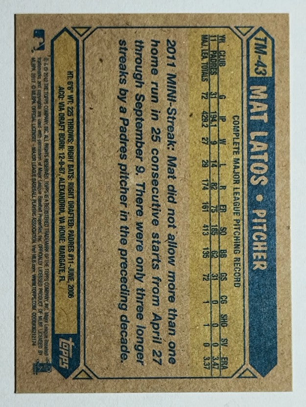 2012 Topps 1987 Topps Minis #TM43 Mat Latos