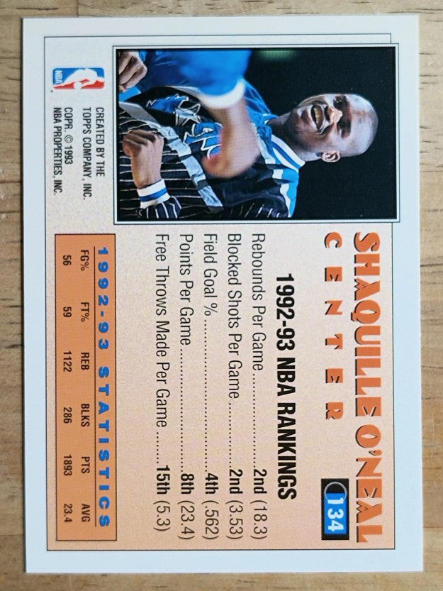 1993-94 Topps #134 Shaquille O'Neal AS