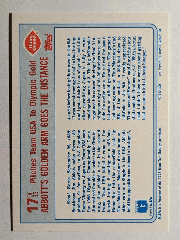 1992 Topps Dairy Queen Team USA #17 Team USA Strikes Gold