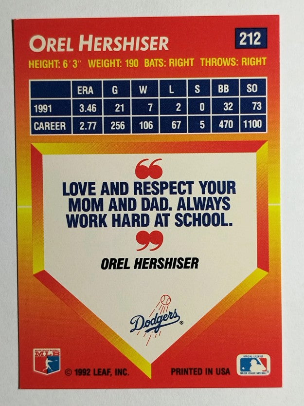 1992 Triple Play #212 Orel Hershiser