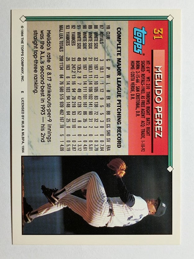 1994 Topps #31 Melido Perez