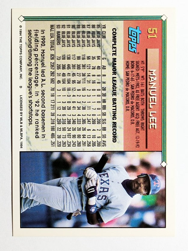 1994 Topps #51 Manuel Lee