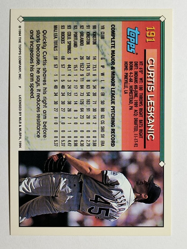 1994 Topps #191 Curt Leskanic