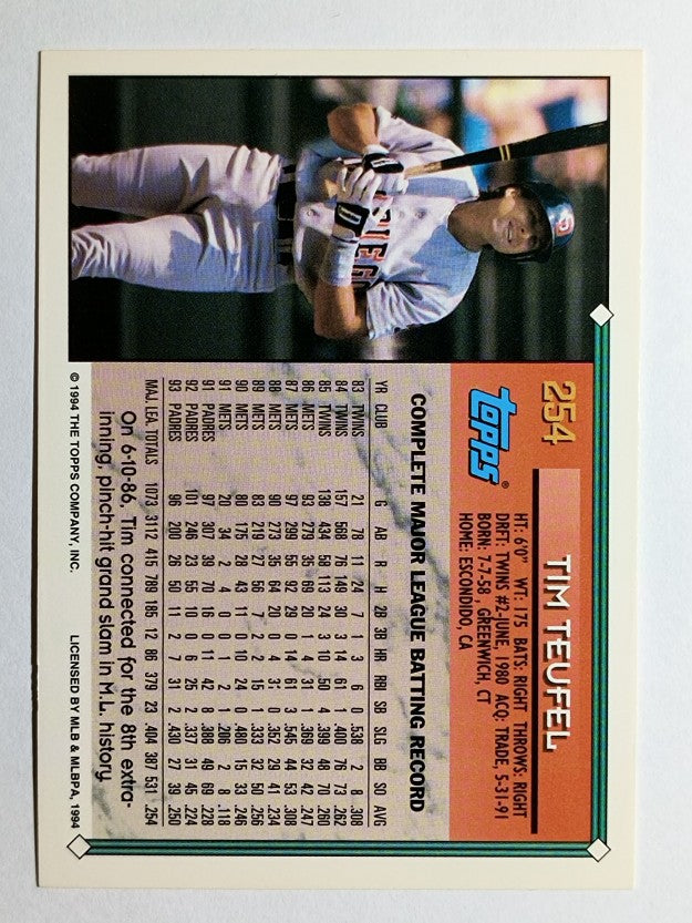 1994 Topps #254 Tim Teufel