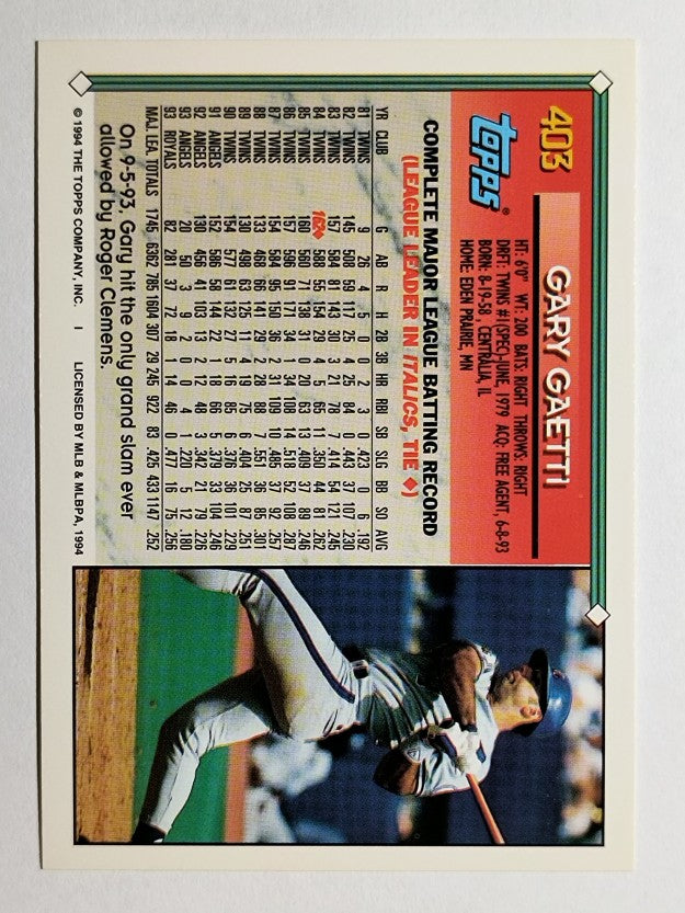 1994 Topps #403 Gary Gaetti