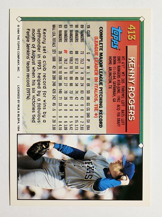 1994 Topps #413 Kenny Rogers