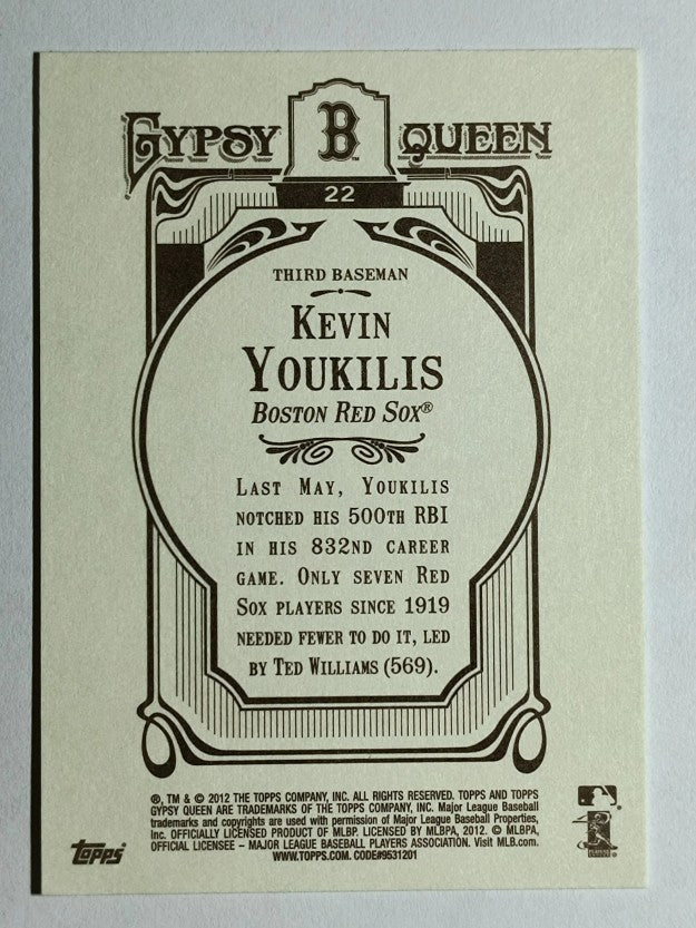 2012 Topps Gypsy Queen #22A Kevin Youkilis
