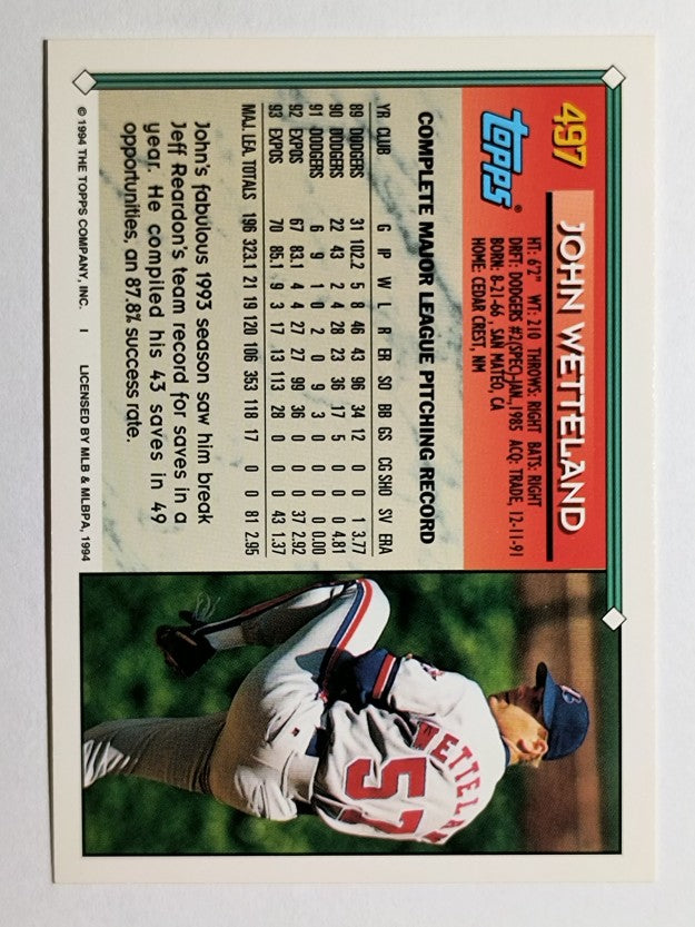 1994 Topps #497 John Wetteland