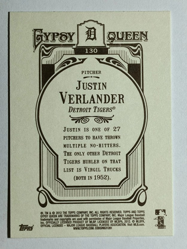 2012 Topps Gypsy Queen #130 Justin Verlander