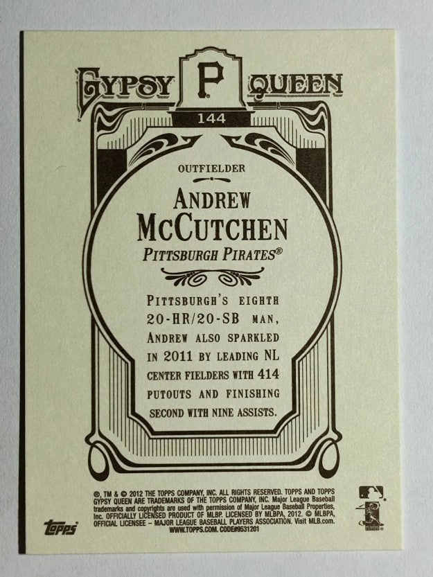 2012 Topps Gypsy Queen #144 Andrew McCutchen