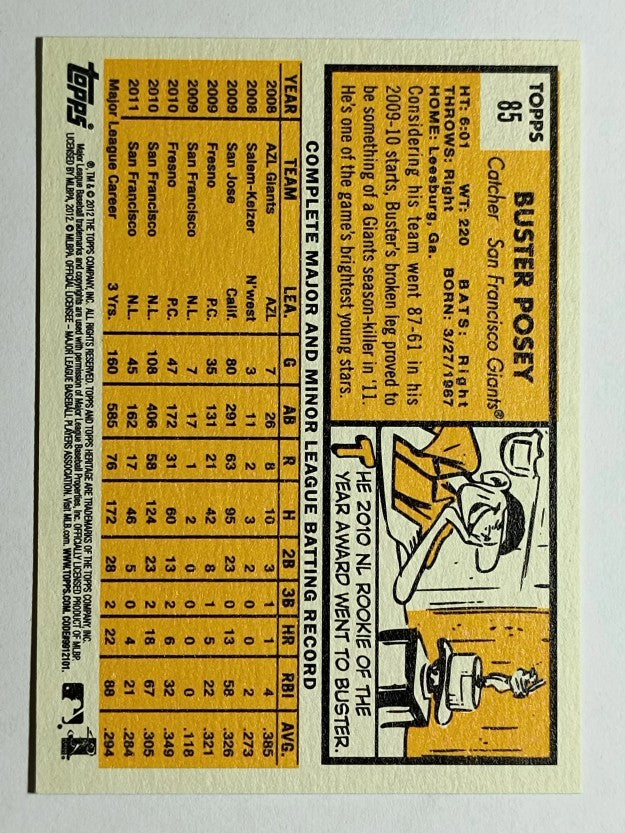 2012 Topps Heritage #85A Buster Posey