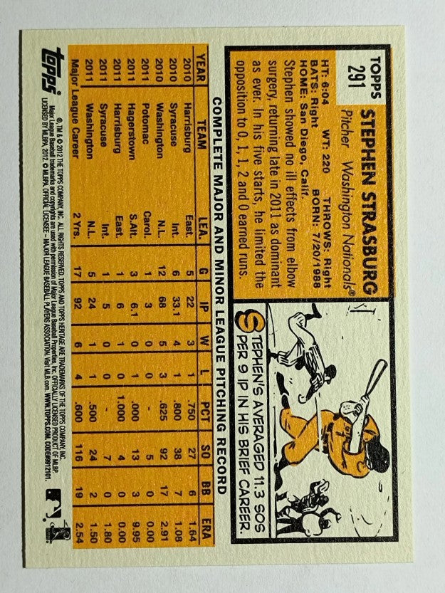 2012 Topps Heritage #291 Stephen Strasburg