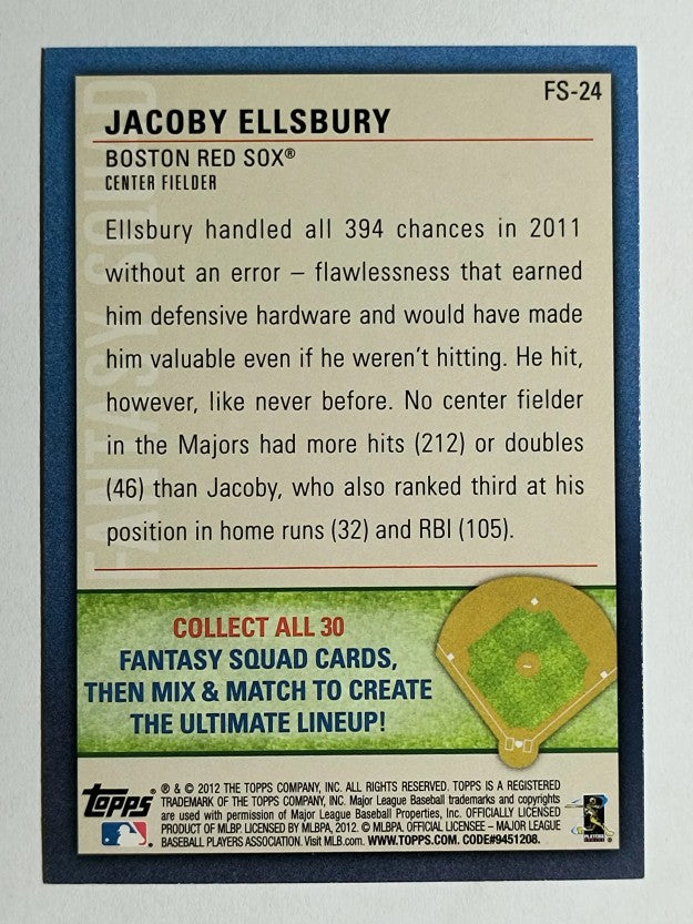 2012 Topps Opening Day Fantasy Squad #FS24 Jacoby Ellsbury