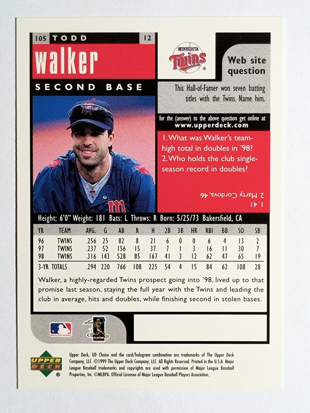 1999 UD Choice #105 Todd Walker